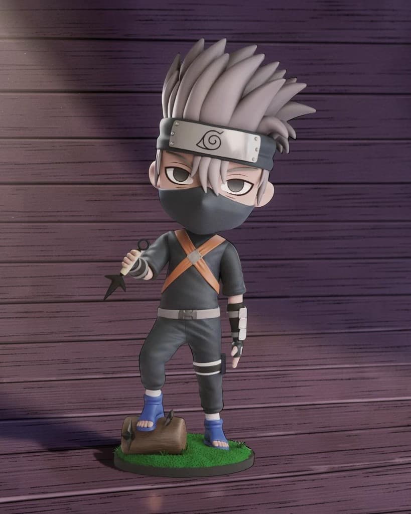 Kakashi Hatake Chibi — cenário madeira