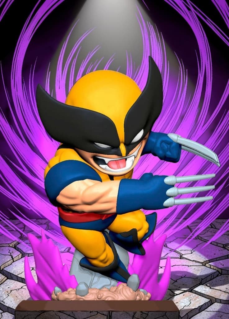 Wolverine Chibi — cenário com energia